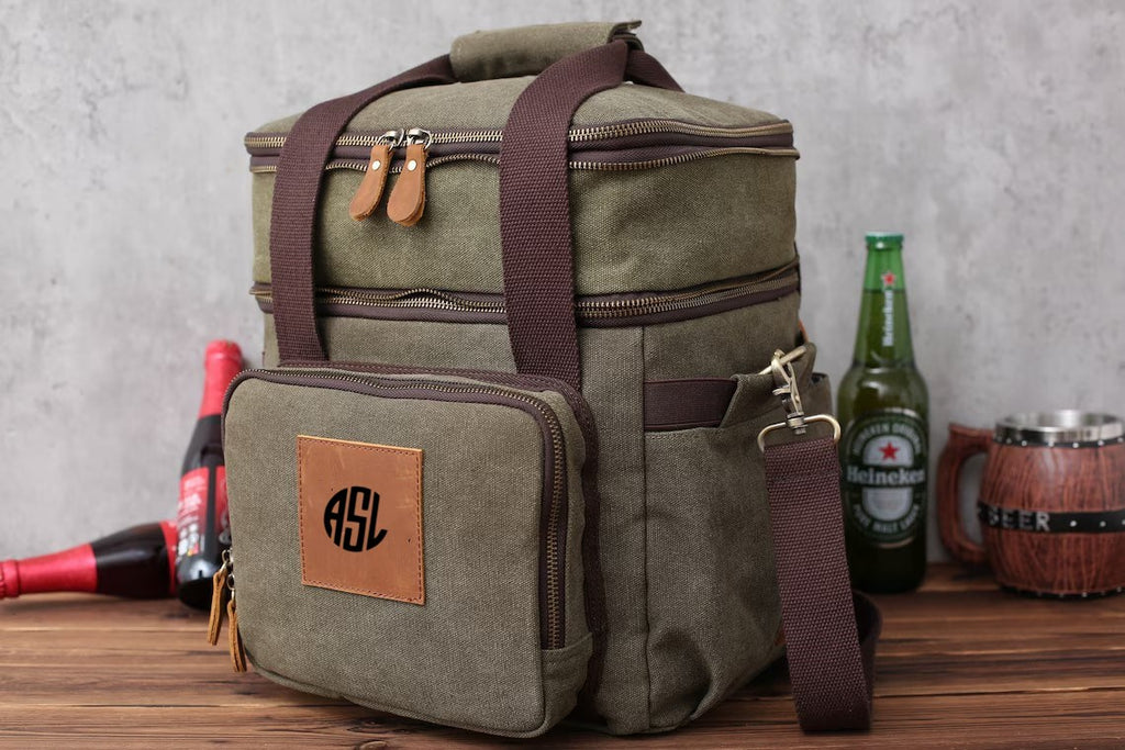 Personalized Lunch Cooler Bag, Canvas Outdoor Cooler Bag
