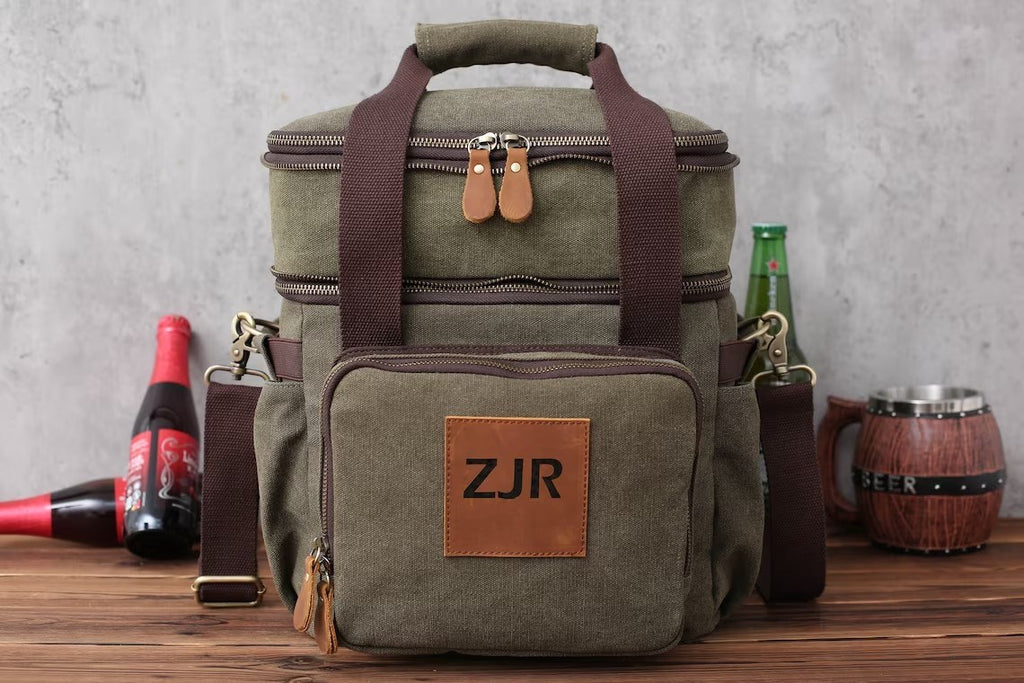 Personalized Lunch Cooler Bag, Canvas Outdoor Cooler Bag