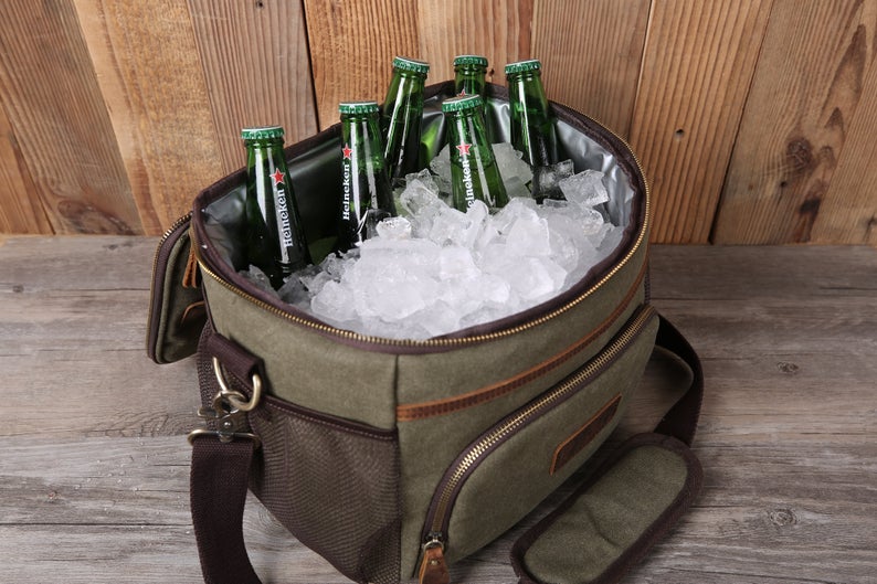 Personalized Beer Cooler Bag Groomsmen Cooler, Monogrammed Insulated Cooler Bag