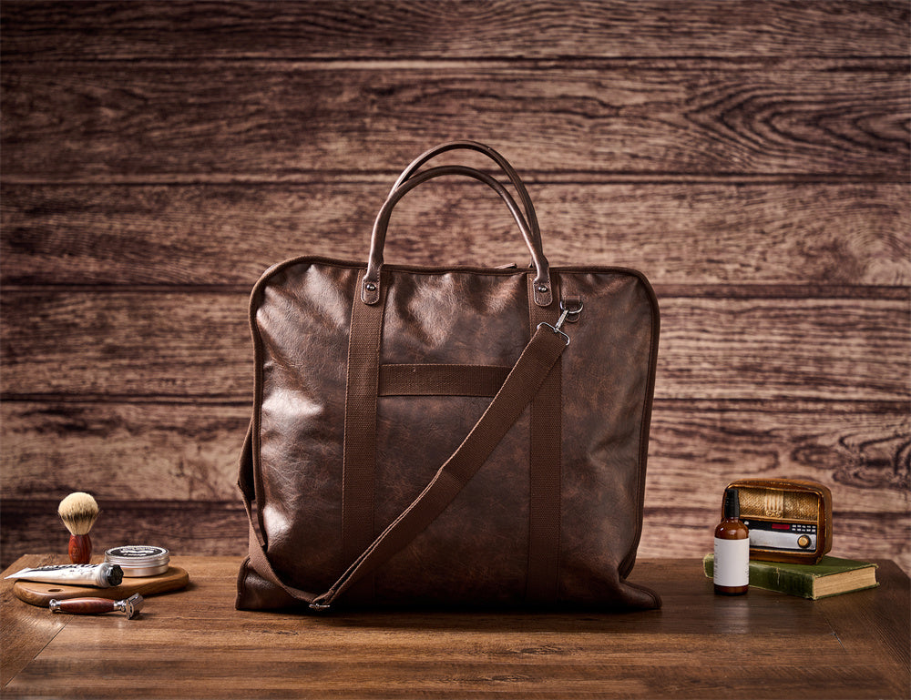 Personalized Groomsmen Gift Set, Carry On Garment Bag with Leather Toiletry Bag