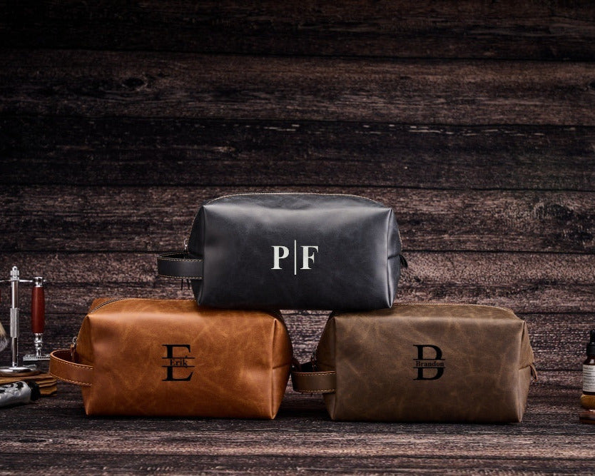 Personalized Toiletry Bag for Men, Engraved Dopp Kit Bag