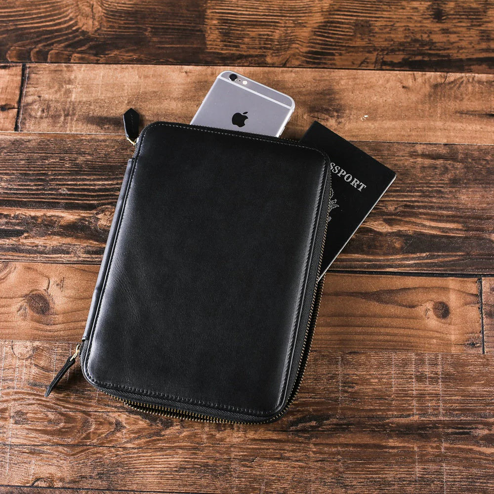 Personalized Leather Passport Holder, Leather Travel Wallet