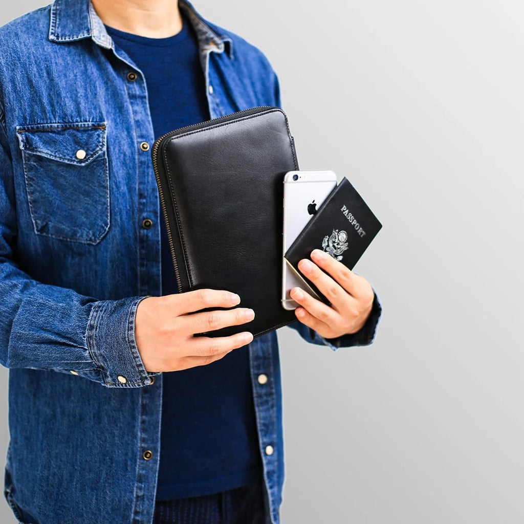 Personalized Leather Passport Holder, Leather Travel Wallet