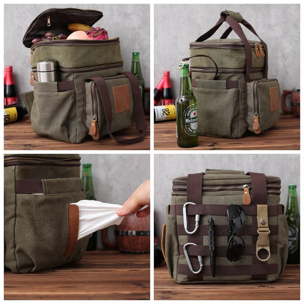 Personalized Lunch Cooler Bag, Canvas Outdoor Cooler Bag