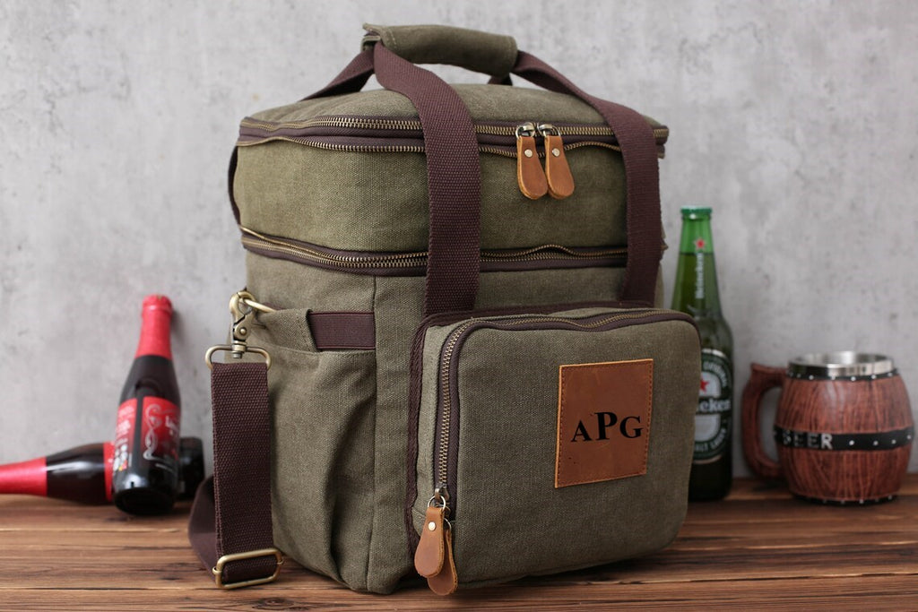 Personalized Lunch Cooler Bag, Canvas Outdoor Cooler Bag