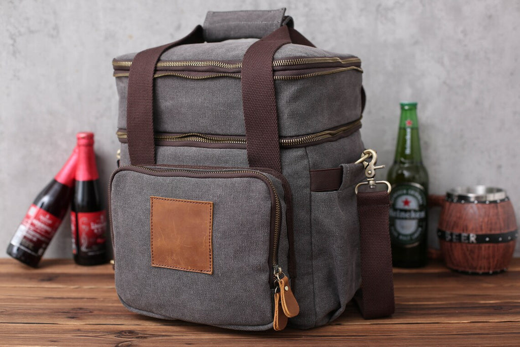 Personalized Lunch Cooler Bag, Canvas Outdoor Cooler Bag