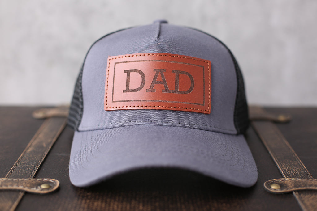 Custom Leather Patch Hat for Dad, Trucker Hat Golf Hat for Dad Gift