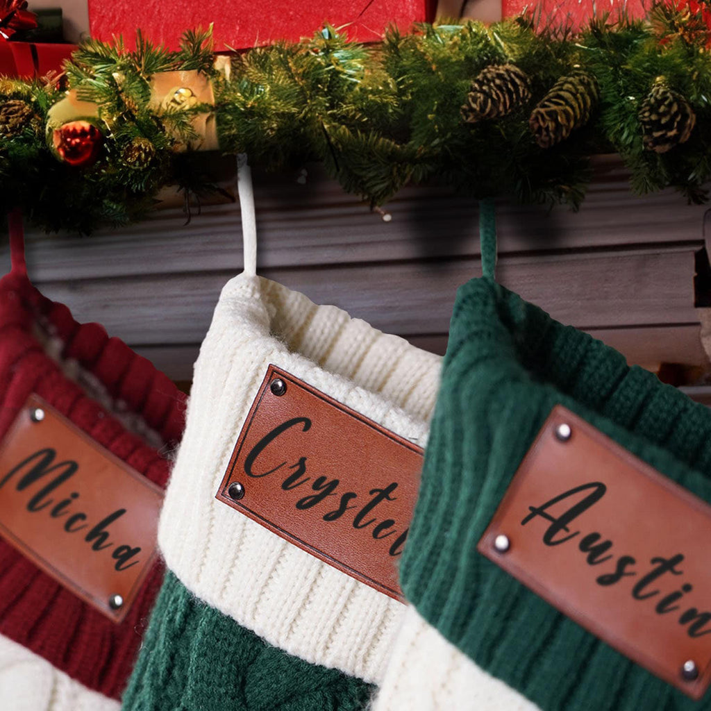 Personalised Christmas Stockings,Leather Patch Stockings