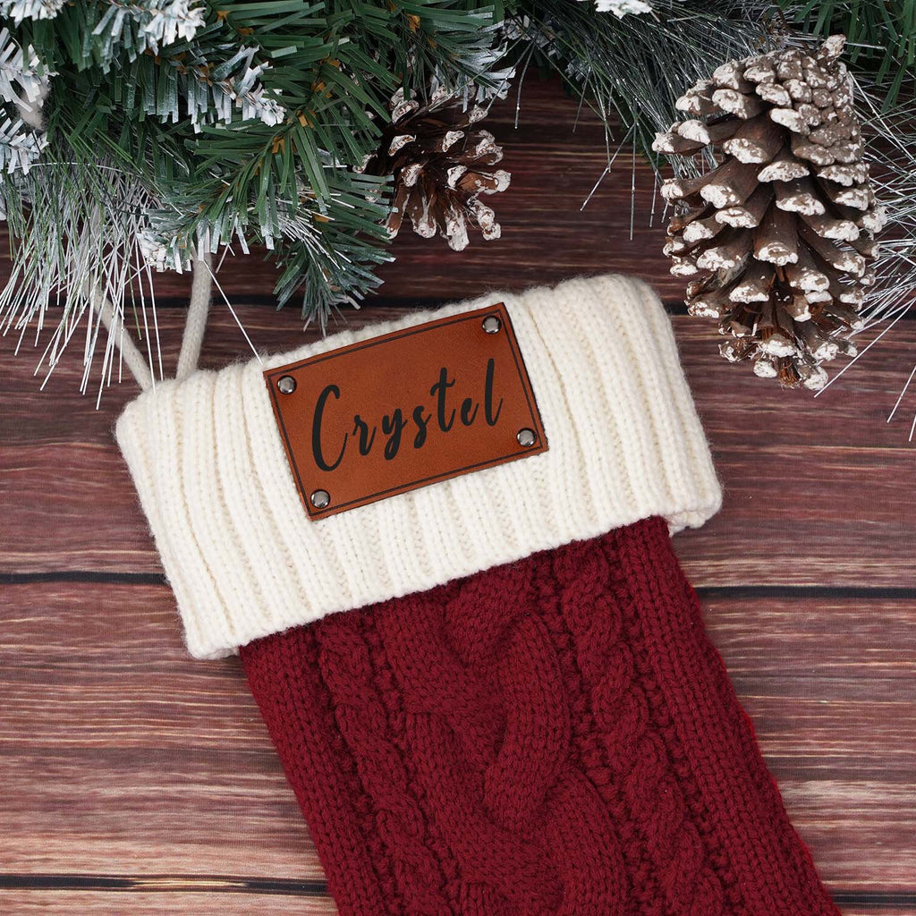 Personalised Christmas Stockings,Leather Patch Stockings