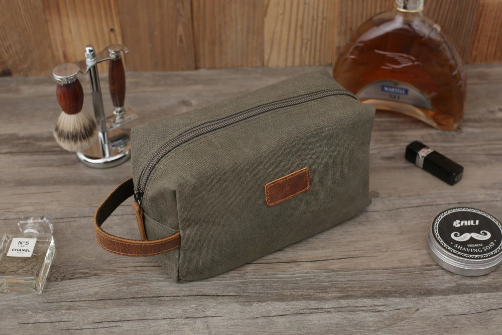 Personalized Mens Canvas Toiletry Bag, Dopp Kit For Dad