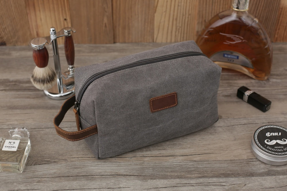 Personalized Mens Canvas Toiletry Bag, Dopp Kit For Dad