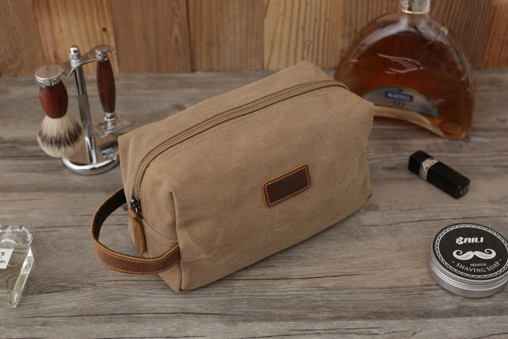 Personalized Mens Canvas Toiletry Bag, Dopp Kit For Dad