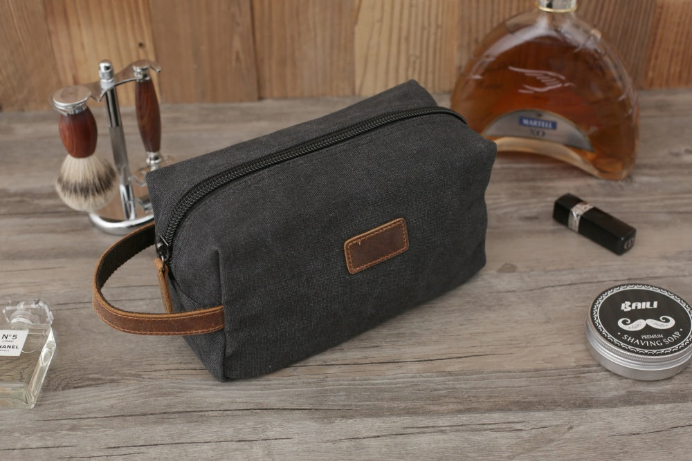 Personalized Mens Canvas Toiletry Bag, Dopp Kit For Dad