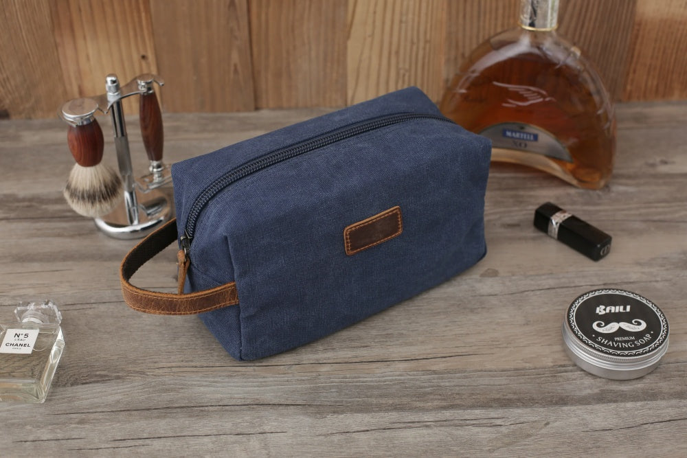 Personalized Mens Canvas Toiletry Bag, Dopp Kit For Dad