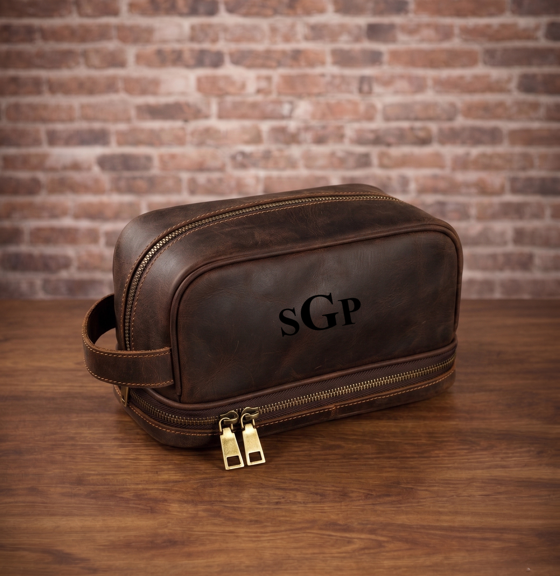 Leather Travel Toiletry Bag for Men, Travel Toiletry Organizer Dopp Kit Bag Coffee / Yes