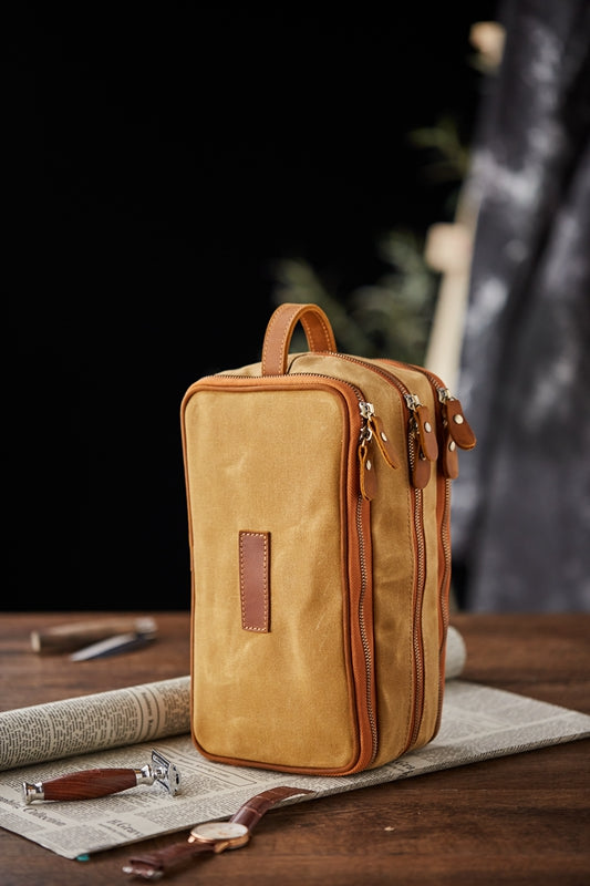 Groomsmen Wedding Gift Bag Canvas Toiletry Waxed Canvas Dopp Kit Bag