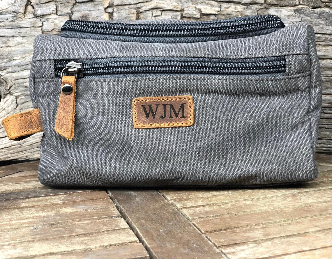 Personalized Toiletry Bag with Compartments: Waxed Canvas Dopp Kit – Clark  & Taft