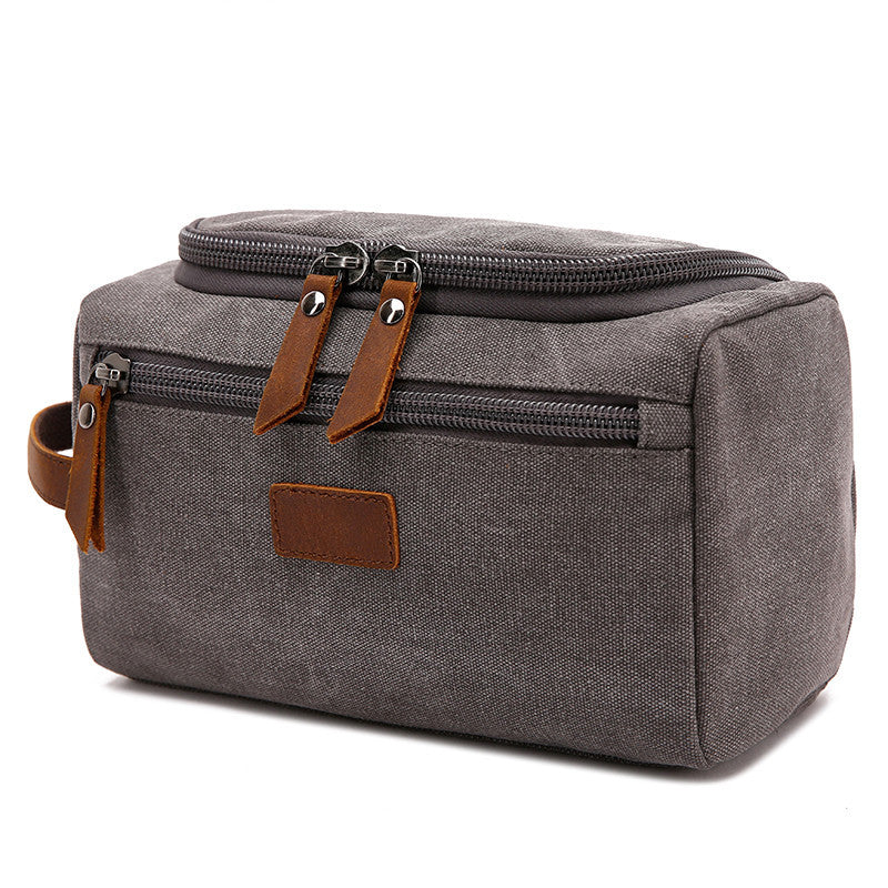 custom travel toiletry bag Personalized Canvas Toiletry Bag Custom Dopp Kit Bag Grey / Add Monogram